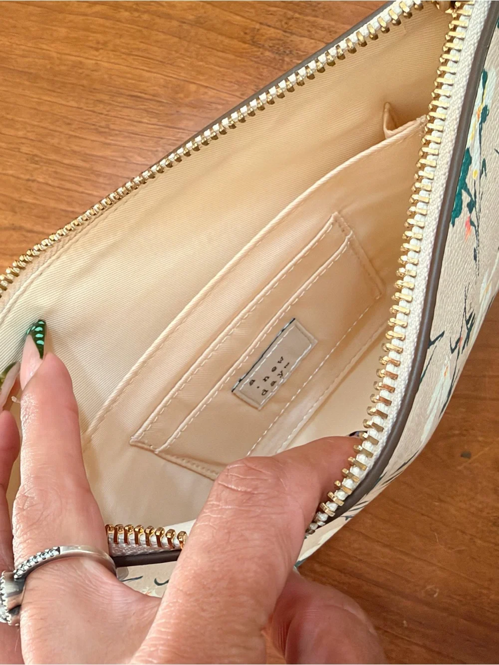 a new day Blush Floral Wristlet Clutch with Teal Accents